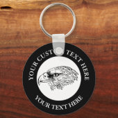 Porte-clés Logo de l'icône d'aigle Texte personnalisé (Recto)