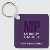 Porte-clés Logo de monogramme d'entreprise violet sophistiqué (Recto)