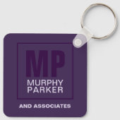 Porte-clés Logo de monogramme d'entreprise violet sophistiqué (Dos)