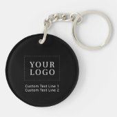 Porte-clés Logo de société noir simple Code QR promotionnel (Dos)