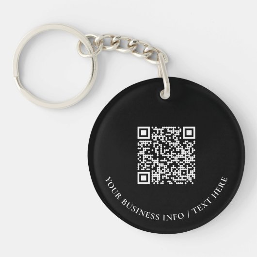 Porte-clés Logo de société noir simple Code QR promotionnel (Devant)