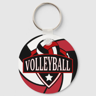Porte-clés Logo de volley-ball noir et rouge foncé