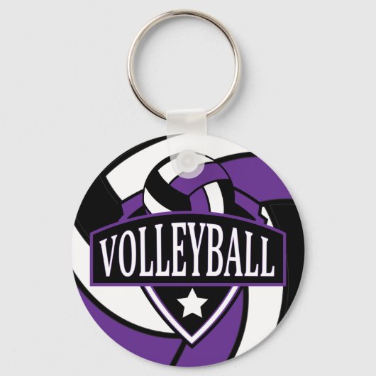 Porte-clés Logo de volleyball violet et noir (Recto)