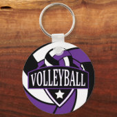 Porte-clés Logo de volleyball violet et noir (Recto)