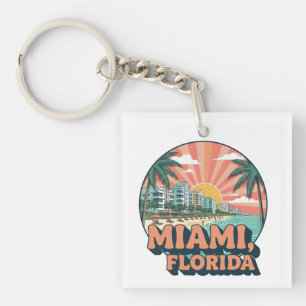 Porte-clés Logo de voyage de l'art de Miami Floride vintage 8