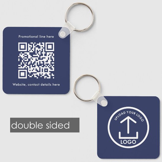 Porte-clés Logo d'entreprise à double face Texte QR Code bleu