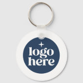 Porte-clés Logo d'entreprise bleu avec code QR simple (Recto)