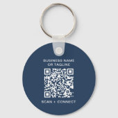 Porte-clés Logo d'entreprise bleu avec code QR simple (Verso)