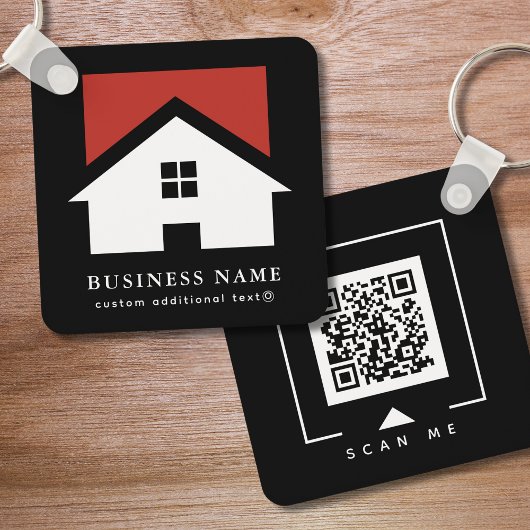 Porte-clés Logo d'entreprise et code QR sur Black Company
