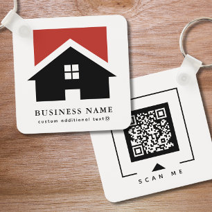 Porte-clés Logo d'entreprise et code QR sur White Company
