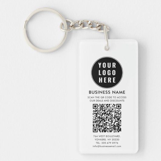 Porte-clés Logo d'entreprise et QR Code Moderne (Devant)
