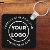 Porte-clés Logo d'entreprise et texte personnalisé - Noir (Verso)