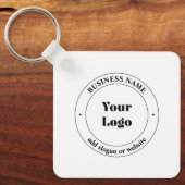 Porte-clés Logo d'entreprise et texte promotionnel | Blanc (Recto)