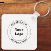 Porte-clés Logo d'entreprise et texte promotionnel | Blanc (Verso)