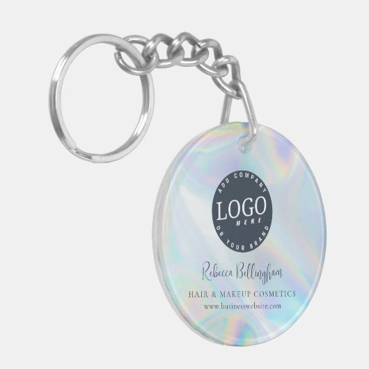 Porte-clés Logo d'entreprise Iridescente Script moderne (Devant gauche)