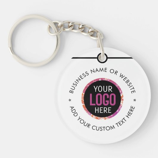 Porte-clés Logo d'entreprise | Minimal simple blanc professio (Devant)