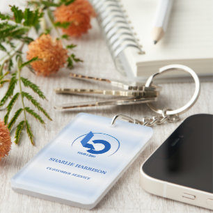 Porte-clés Logo d'entreprise Minimaliste bleu Employé Perso