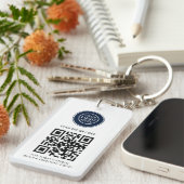Porte-clés Logo d'entreprise moderne et code QR minimaliste (Devant droit)