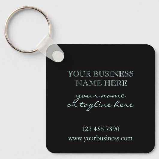 Porte-clés Logo d'entreprise moderne Promo Aqua sur Noir (Recto)