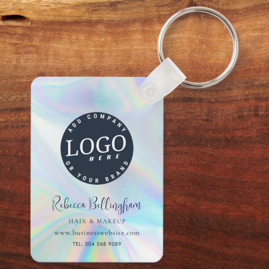 Porte-clés Logo d'entreprise moderne Script Iridescente Promo (Verso)