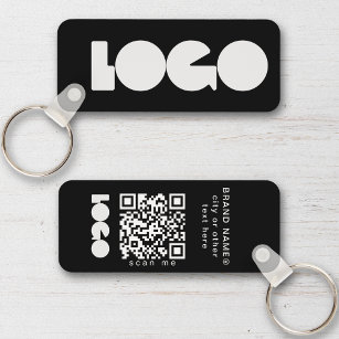 Porte-clés Logo d'entreprise noir et code QR, société horizon