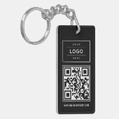 Porte-clés Logo d'entreprise noir personnalisé et code QR du (Devant gauche)