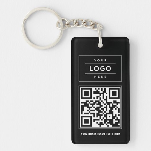 Porte-clés Logo d'entreprise noir personnalisé et code QR du (Devant)
