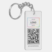 Porte-clés Logo d'entreprise personnalisé et code QR de site (Devant gauche)