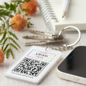 Porte-clés Logo d'entreprise personnalisé et code QR de site (Devant droit)