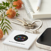 Porte-clés Logo d'entreprise personnalisé minimaliste moderne (Devant Droit)