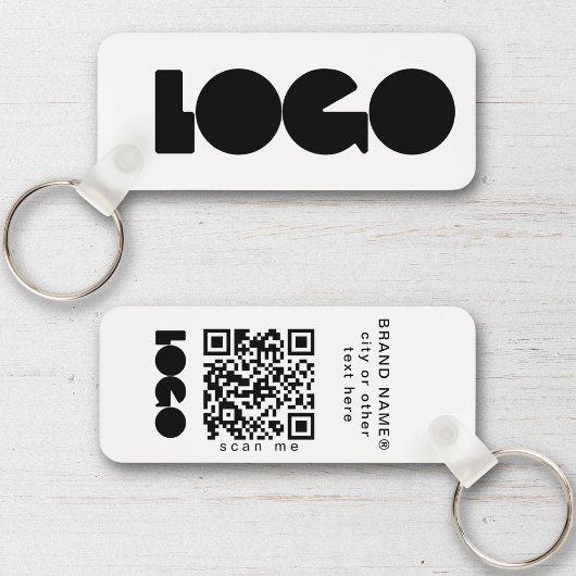 Porte-clés Logo d'entreprise propre et code QR, société horiz