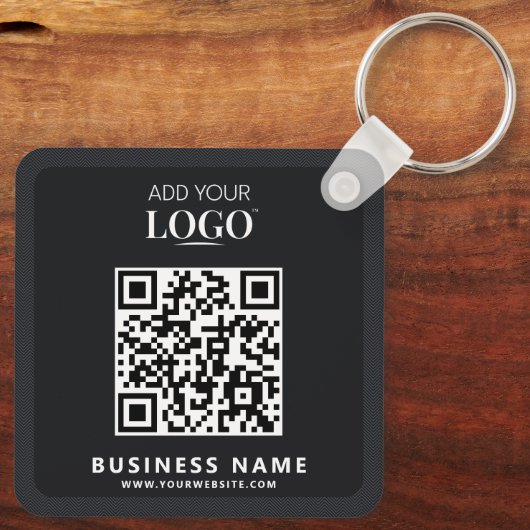 Porte-clés Logo d'entreprise Qr Code promu moderne noir (Verso)