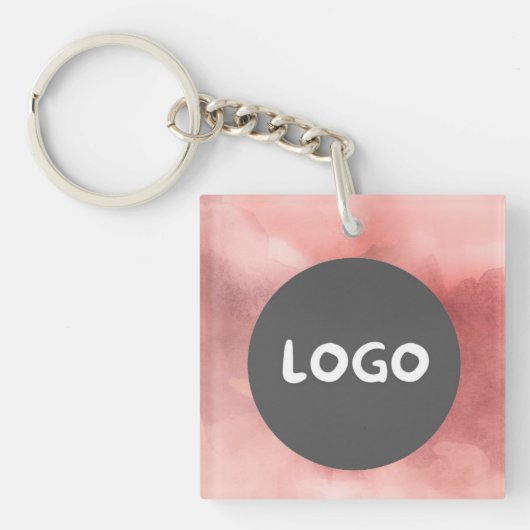 Porte-clés Logo d'entreprise Rose défraîchi et QR double face (Devant)