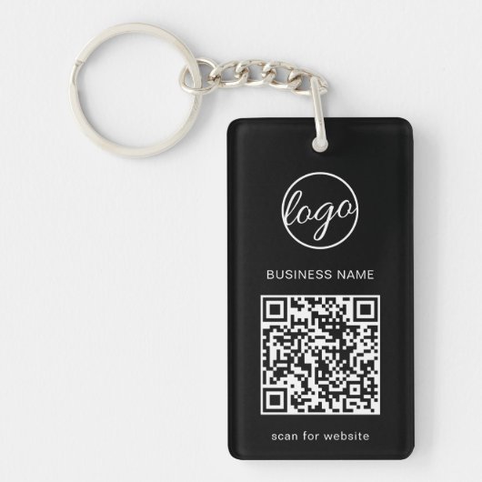 Porte-clés Logo d'entreprise simple Code QR noir (Devant)