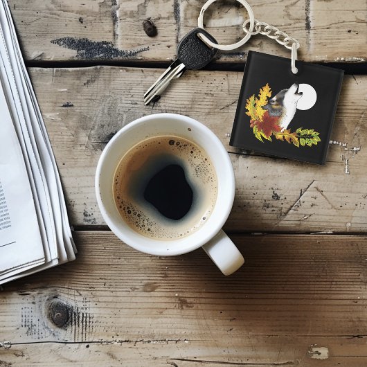 Porte-clés Logo d'entreprise Wolf Howling Moon