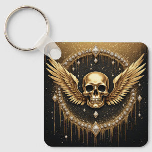 Porte-clés 💎 Logo des ailes de crâne gothiques pour cadeaux