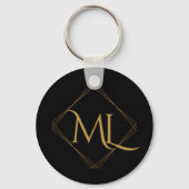 Porte-clés Logo Diamant | Noir & Or (Recto)