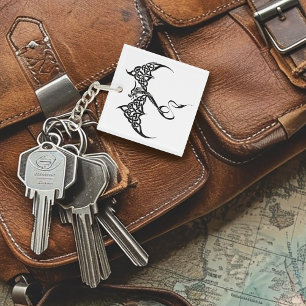 Porte-clés Logo Dragon Tribal Celtique Noir Blanc en Entrelac