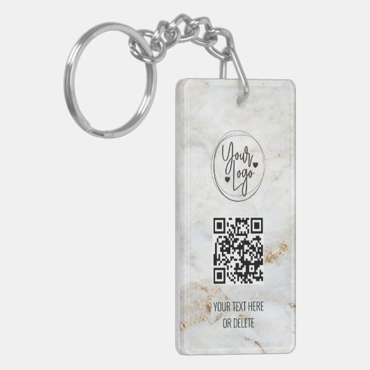 Porte-clés Logo du code QR Marbre blanc Or (Devant gauche)
