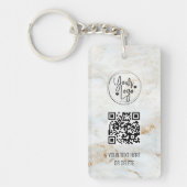 Porte-clés Logo du code QR Marbre blanc Or (Devant)