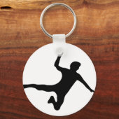 Porte-clés logo du joueur de handball noir (Recto)