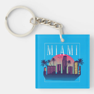 Porte-clés Logo élégant de Miami Florida Retro City