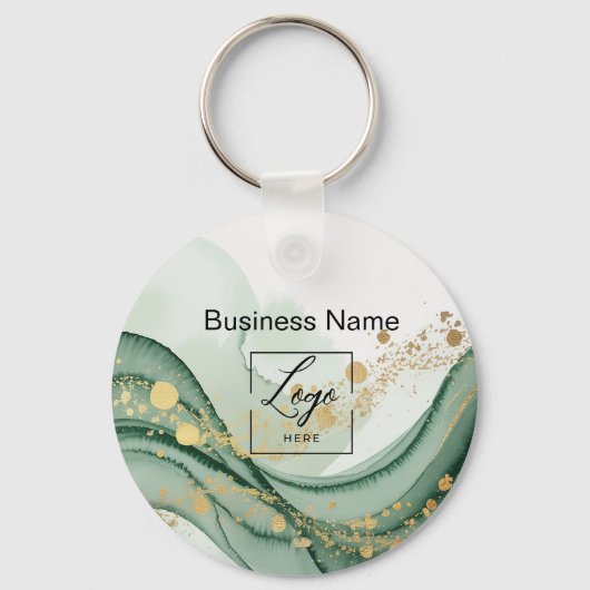 Porte-clés Logo en marbre vert sauge Code Qr Employé (Recto)