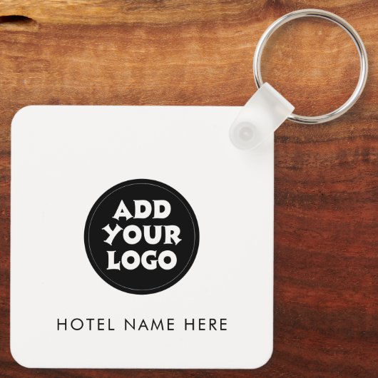 Porte-clés Logo et nom d'hôtel simple (Verso)