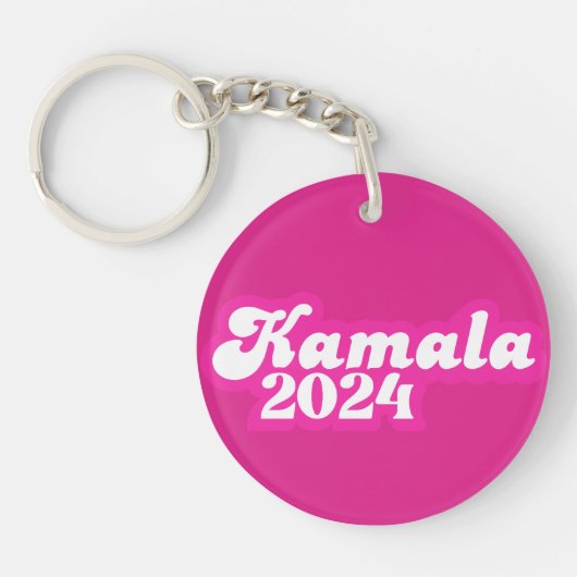 Porte-clés Logo Kamala Harris girly Pink 2024 (Devant)