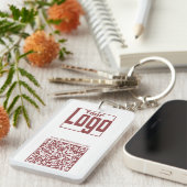Porte-clés Logo moderne Blanc & Topaz Code QR (Devant droit)