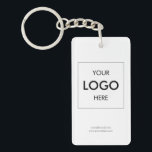 Porte-clés Logo Moderne Business Blanc<br><div class="desc">Ajoutez votre logo.</div>