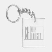 Porte-clés Logo Moderne Grey Initiales & Nom (Devant gauche)