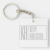 Porte-clés Logo Moderne Grey Initiales & Nom (Devant)