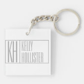 Porte-clés Logo Moderne Grey Initiales & Nom (Dos)